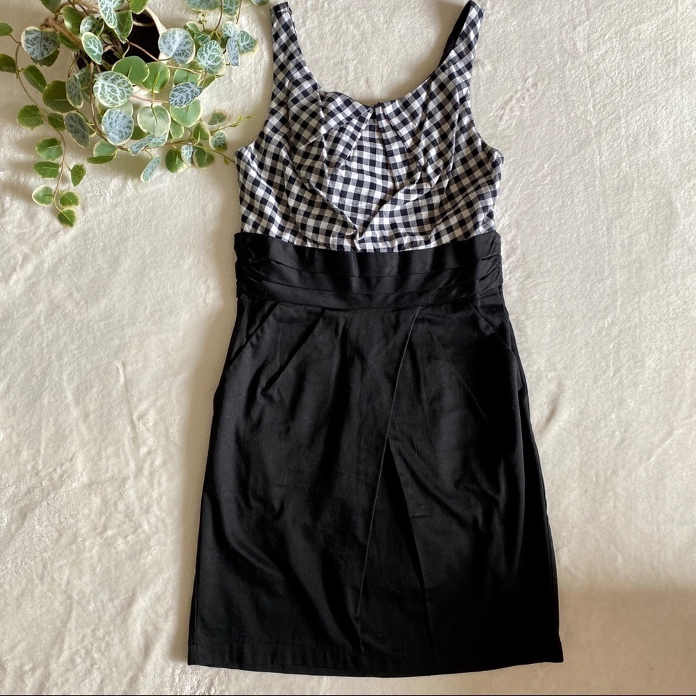 Trixxi black dress with white checkers
